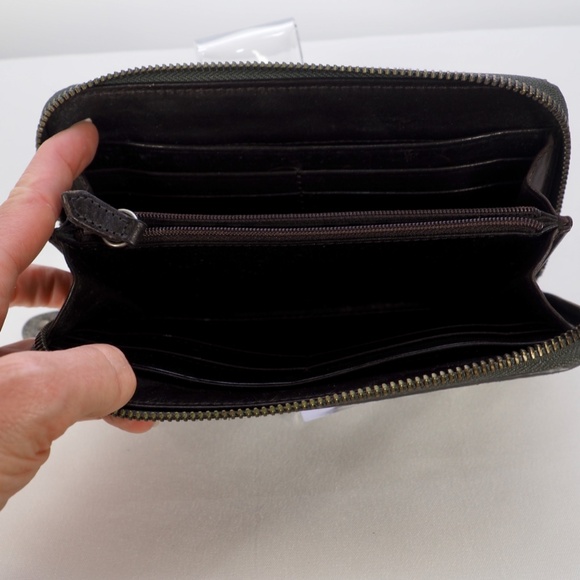 RARE Frye Deborah Studded Slate Gray Leather Bag + Matching Zip Wallet - Picture 6 of 15